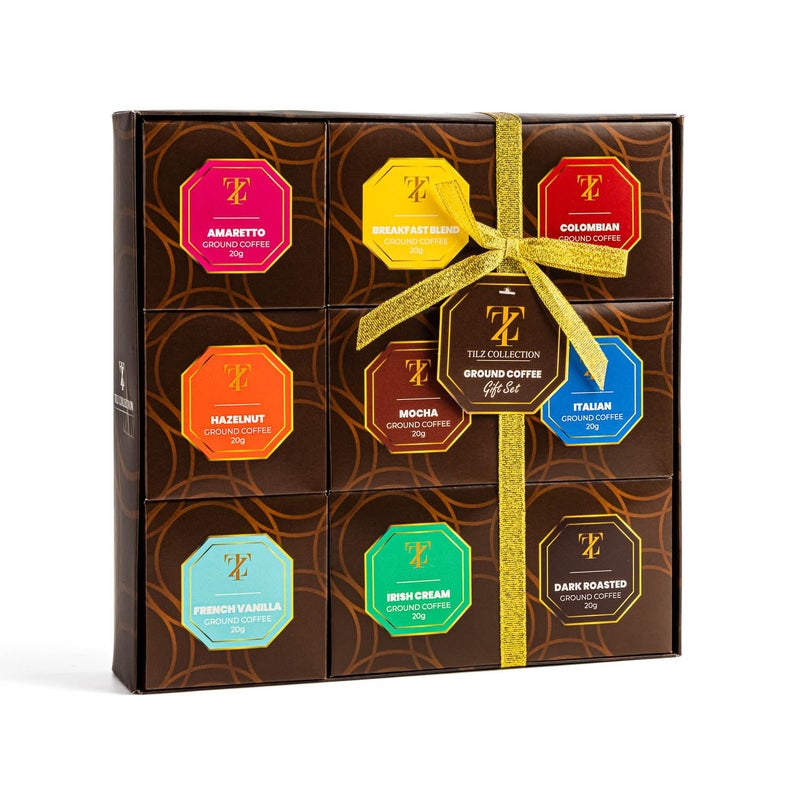 Tilz Coffee Gifts - Gourmet Coffee Gift Set |9 Ground Coffee Assortment Gift Set |Coffee Sampler Gift Set, Tasting Kit |Gifts For Coffee Lovers |Ground Coffee Gift Basket |Gifts For Men And Women - Image 1